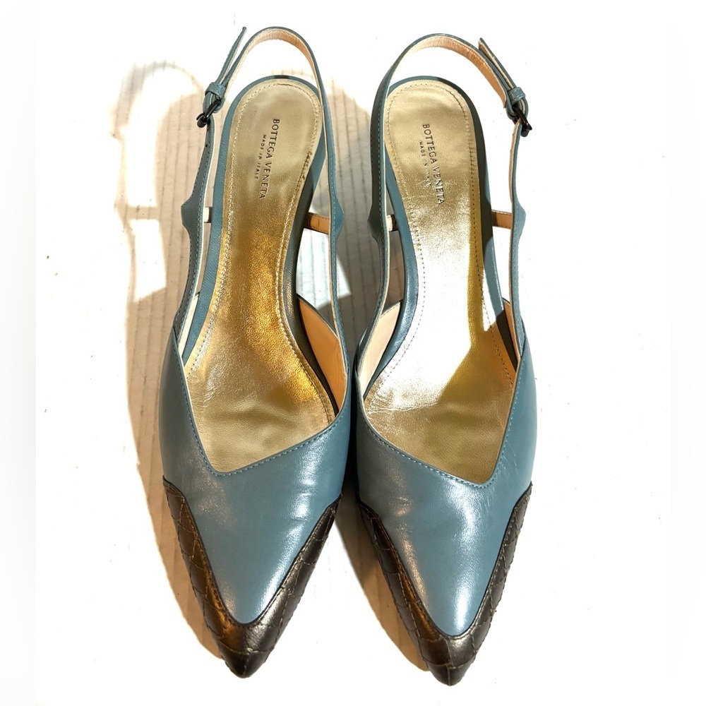 Bottega Veneta Sky Blue Slingback Heels